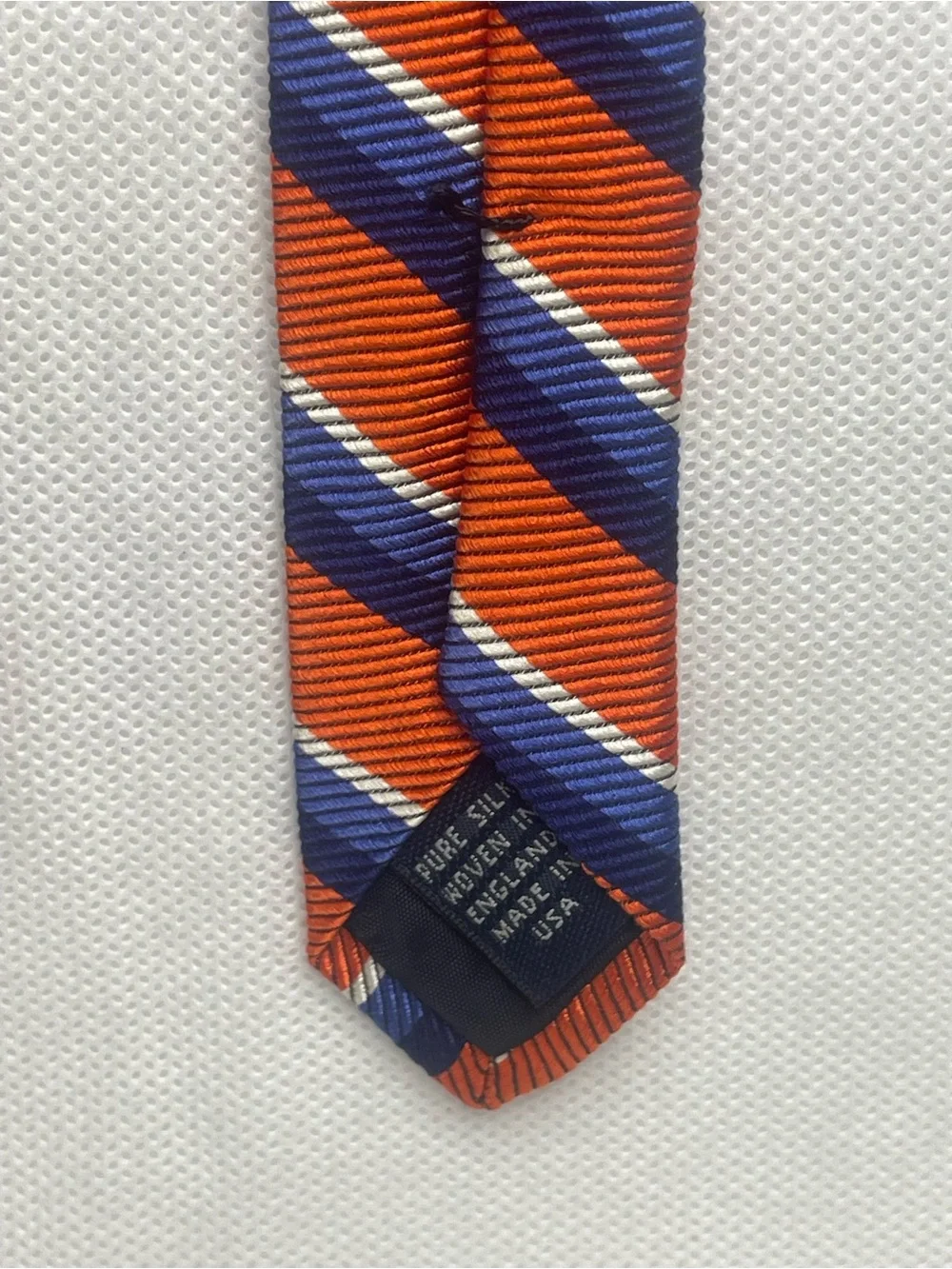 Brooks Brothers Makers Repp Silk Tie Orange Blue Preppy Striped Textured Necktie